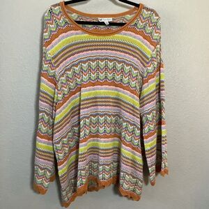 Jessica Simpson Multicolor Artsy Bohemian Hippie Boho Chic Chevron Sweater 5X